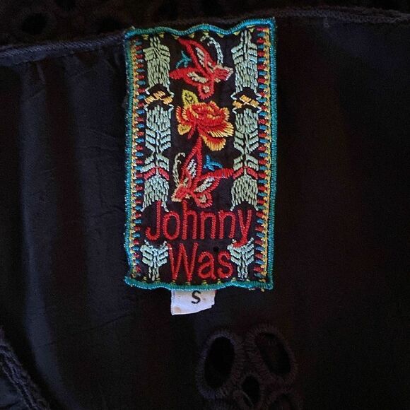 Johnny Was Dress Black Eyelet Free Fitting MIDI Nwot Size Small - Picture 7 of 7